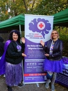 Cat Charrett Dykes and Jeanette Rotundi at a Chronic Migraine Awareness event